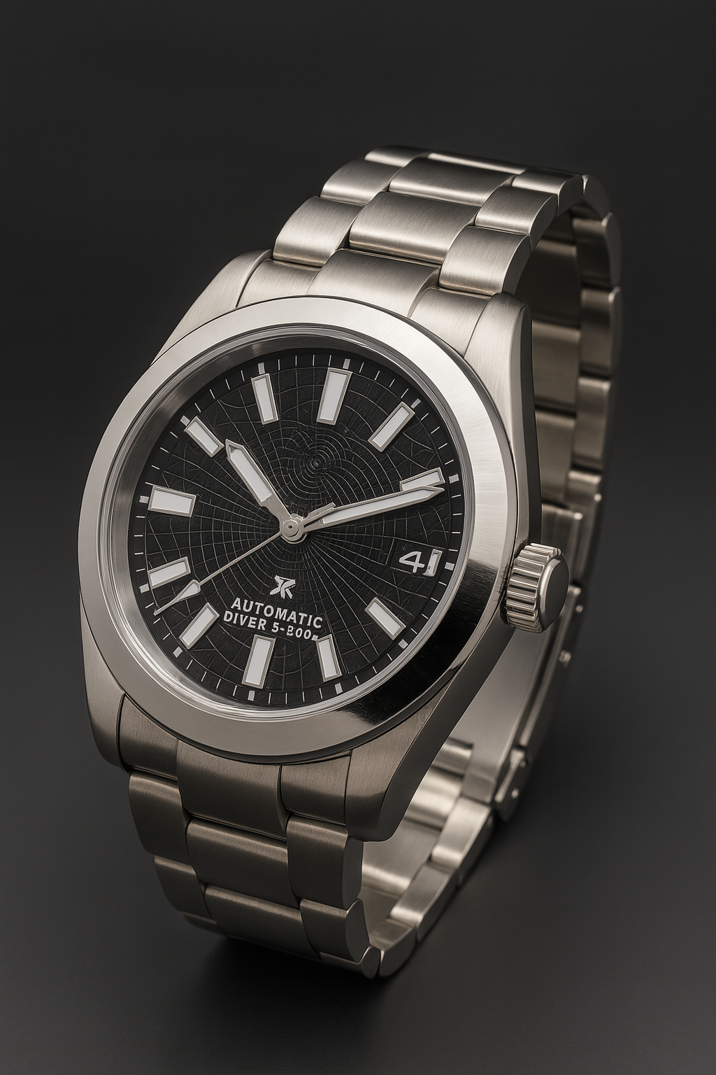 Modell Modern Steel – Handgefertigte Automatik-Armbanduhr aus Edelstahl Ansicht 2